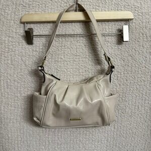 Minicci Shoulder Baguette Bag Y2K Purse Beige Faux Leather Crocodile Embossed